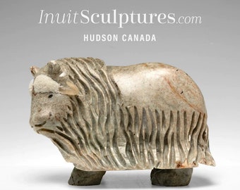 6&quot; Muskox by Peter K. *Spunky* Inuit Sculpture Stone art Original Inuit Carving Stone, New, Canadian