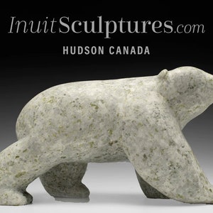 15&quot; Walking Bear by Moe Kolola *Kody* Inuit Sculpture art Inuit Original Inuit Soapstone Carving Marble Stone New Canadian