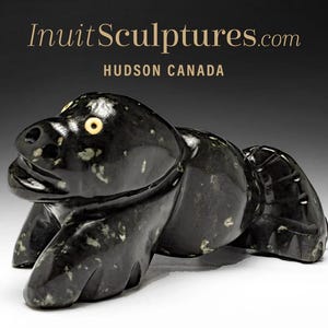 10&quot; Seal by Clayton Keknek Gjoa Haven *Contemplating Life* Inuit Sculpture Soapstone art Inuit Original Inuit Carving Serpentine Stone New