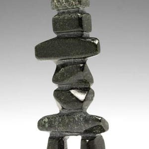 5" Inukshuk by Ning Shaa *Diamond Girl* Inuit Sculpture Soapstone art Original Inuit Carving Serpentine Stone New Canadian Gift Idea New