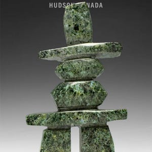 7" Inukshuk by Matiusi Kimgwatsiaq *Allegiant* Inuit Sculpture Soapstone art Inuit Original Carving Stone New Canadian Idea New
