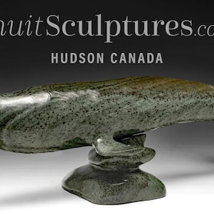 13&quot; Beluga Whale by Jimmy Iqaluq *Leviathon*   Inuit Sculpture Soapstone Inuit Original Inuit Carving Stone New Canadian Gift