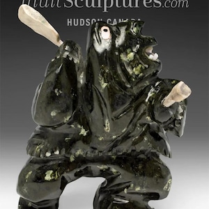 8&quot; Hunter by Wayne Puqiqnak *Winning Smile*Original Inuit Sculpture, Canadian Eskimo Serpentine