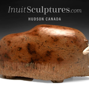 VINTAGE 13&quot; Muskox by Seepee Ipeeli CA 1975 Inuit Sculpture Soapstone art Inuit Original Inuit Carving Stone New Canadian