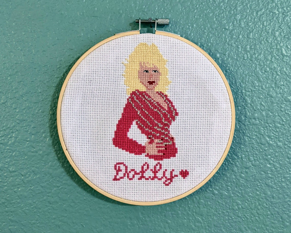 Dolly Parton Finished Cross Stich in Embroidery Hoop Frame Etsy