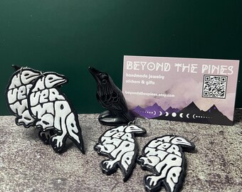 Nevermore Raven Earrings: Handmade Polymer Clay Goth Jewelry, Edgar Allan Poe Jewelry