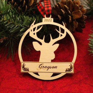 Personalized Deer Christmas Ornament 2025 Wood Christmas Tree Decoration Custom Deer Ornament Gift for Him or Her Deer Gift Christmas Gift