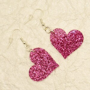 Cute Heart Dangle Earrings For Women - Acrylic Valentine's Day Gift, Lightweight, Nickel-Free, With Velvet Pouch