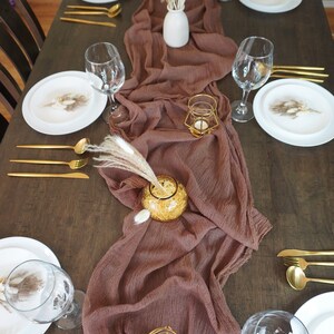 Coffee Brown Gauze table runner hand dyed, cheesecloth, Wedding Cheesecloth Table Runner, Decor Gauze, Wedding Bridal, Shower Party