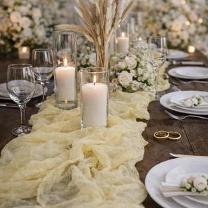 Lemon Yellow Cheesecloth table runner, Gauze table cloth, Wedding decor, baby shower, birthday party