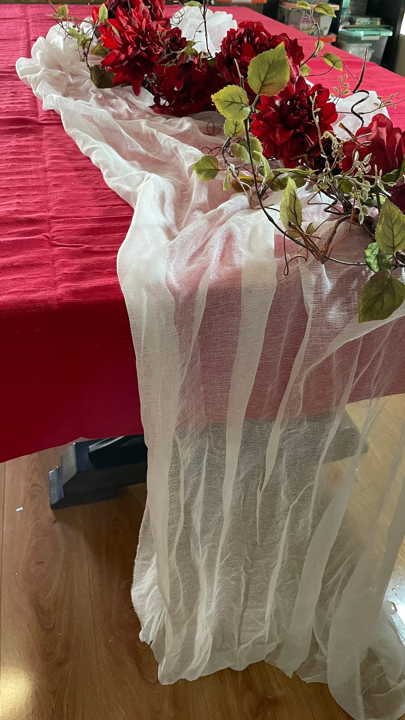 White Gauze table runner hand dyed cheesecloth Wedding Etsy