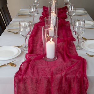 Fuchsia Gauze table runner hand dyed, cheesecloth, Wedding Cheesecloth Table Runner, any Color, Decor Gauze, Wedding Bridal, Shower Party