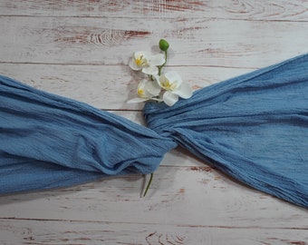 Dusty Blue Cheesecloth Table Runner, Wedding Table Decor, Party
