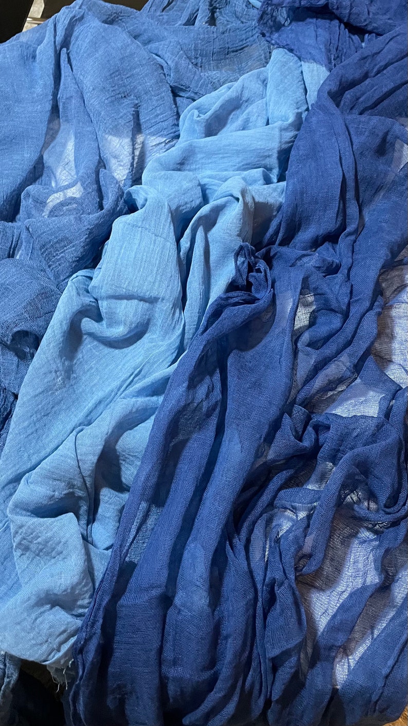 Dusty Blue Cheesecloth Table Runner Jeans Blue Dark Blue Etsy