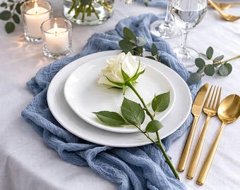 Light Dusty Blue Cheesecloth Table Runner, Wedding Table Decor, Party, Baby Shower Gauzes