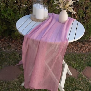 Dusty rose Gauze table runner hand dyed, cheesecloth, Wedding Cheesecloth Table Runner, any Color, Decor Gauze, Wedding Bridal, Shower Party