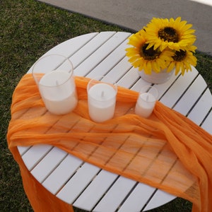 Sunshine Orange  Gauze table runner hand dyed, cheesecloth, Wedding Cheesecloth Table Runner, any Color, Decor Gauze, Wedding Bridal, Party
