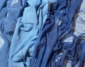 Blue Gauze table runner hand dyed, cheesecloth, Wedding Cheesecloth Table Runner, Color, Decor Gauze, Wedding Bridal, Shower Party