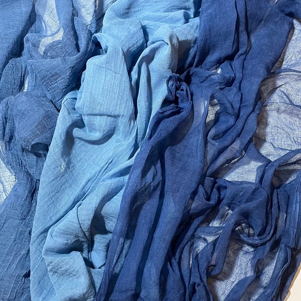 Blue Gauze table runner hand dyed, cheesecloth, Wedding Cheesecloth Table Runner, Color, Decor Gauze, Wedding Bridal, Shower Party