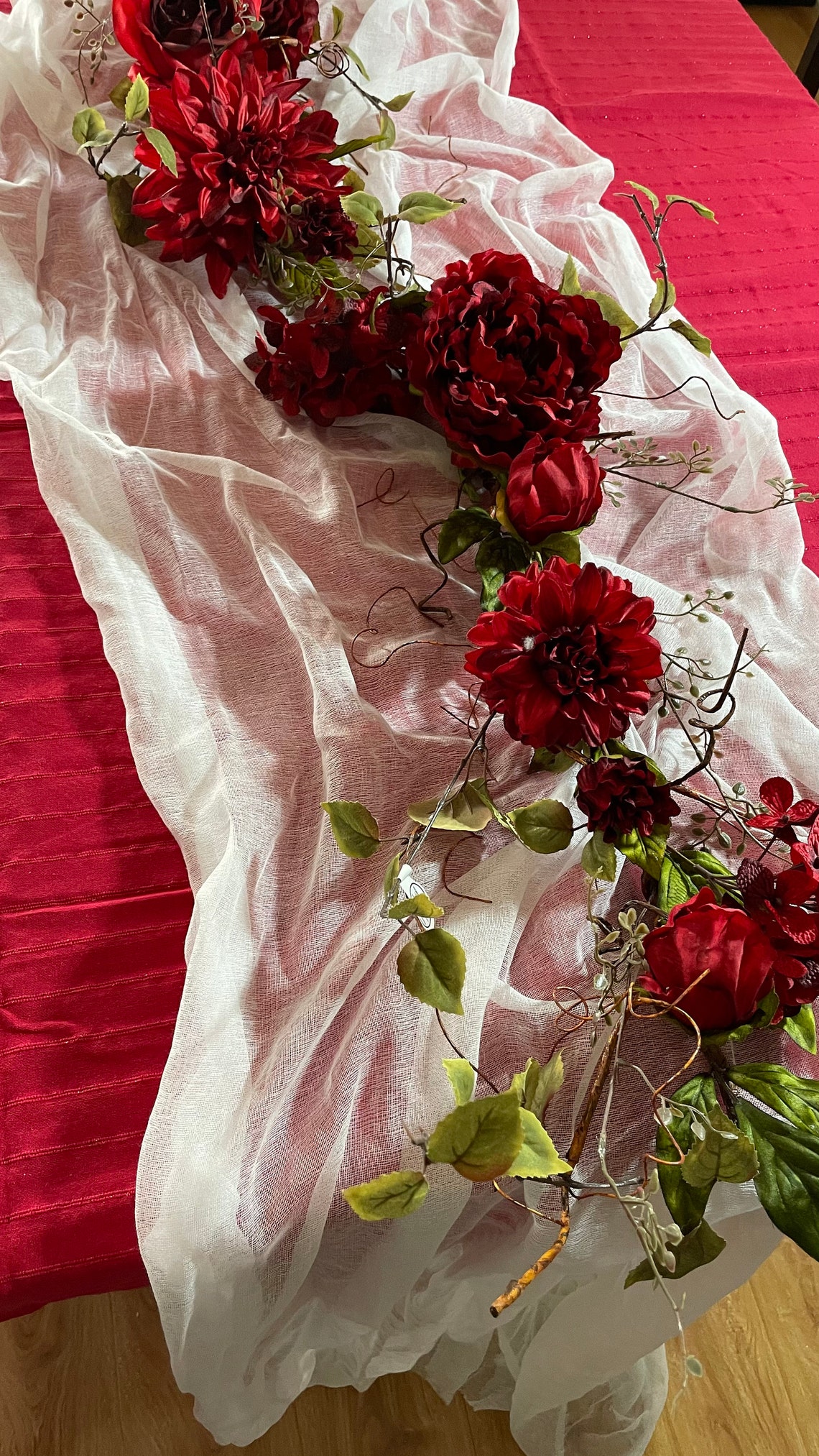 White Gauze table runner hand dyed cheesecloth Wedding Etsy