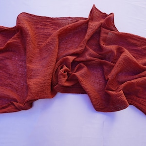 Red Wood Gauze table runner hand dyed, cheesecloth, Wedding Cheesecloth Table Runner, Wedding Decor Gauze, Wedding Bridal, Shower Party