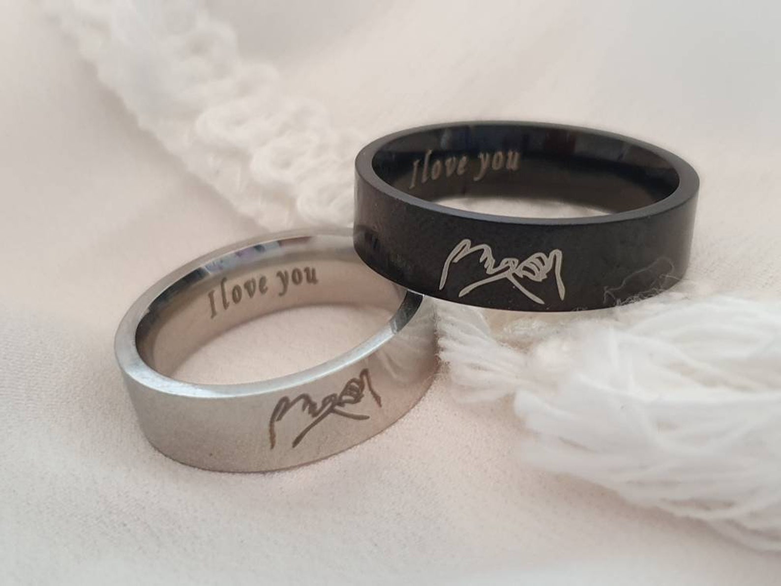 Pinky Swear Matching Rings Promise Rings Set Stainless Steel Etsy
