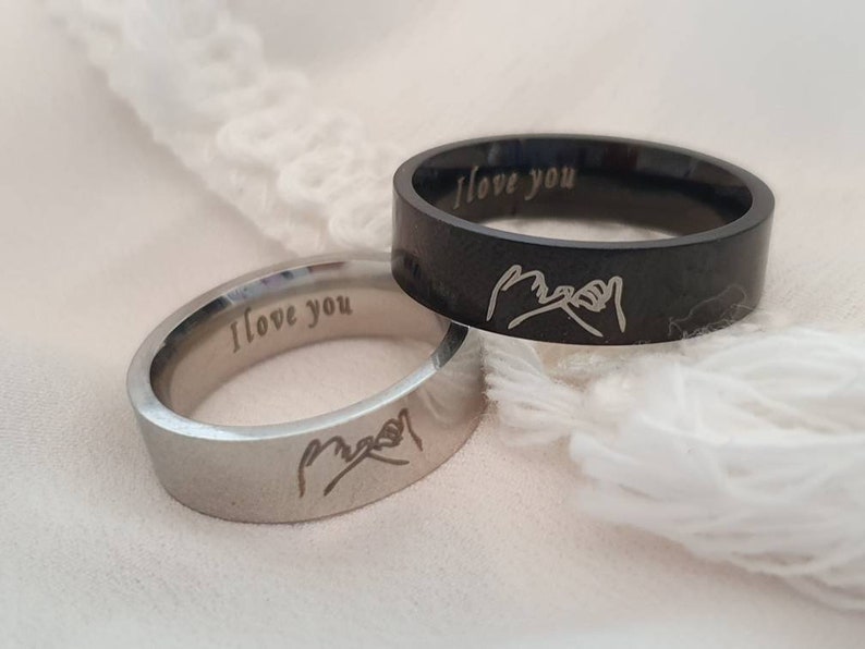 Pinky swear matching rings, promise rings set, stainless steel ring, couples ring, best friend rings, friendship, long distance, lovers 