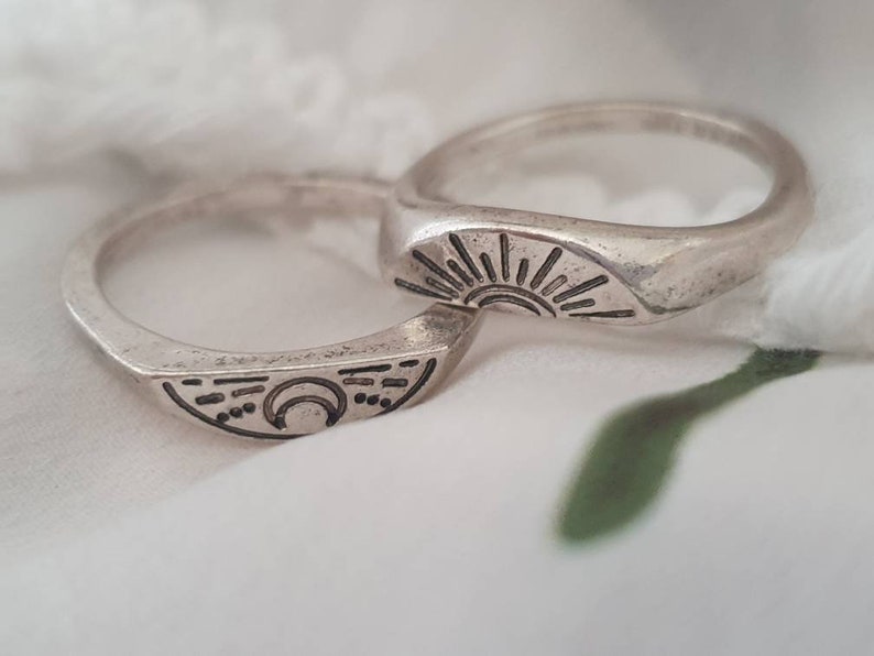Sun and Moon Matching Rings Promise Rings Set Couples Ring Etsy UK