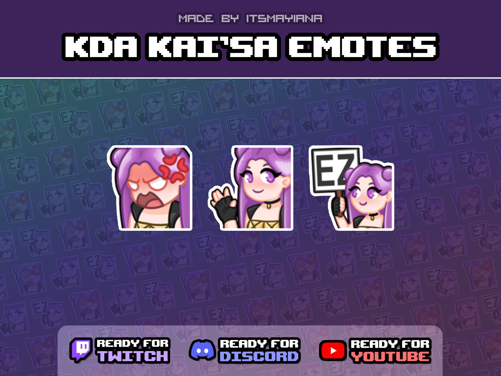 KDA Kai'sa League of Legends Emotes for Twitch / Youtube / Discord ...