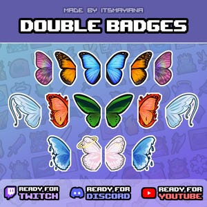 Butterflies DOUBLE Badges for Twitch / Youtube / Discord