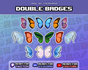 Butterflies DOUBLE Badges for Twitch / Youtube / Discord
