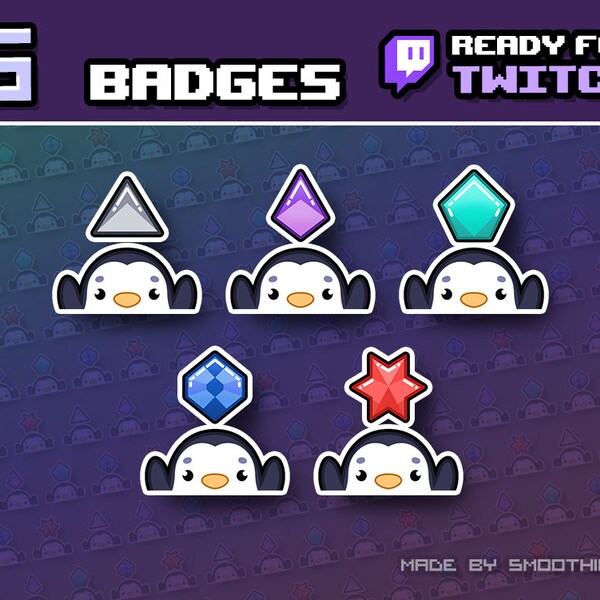 Insignias de pingüino para Twitch / Youtube / Discord / Kick