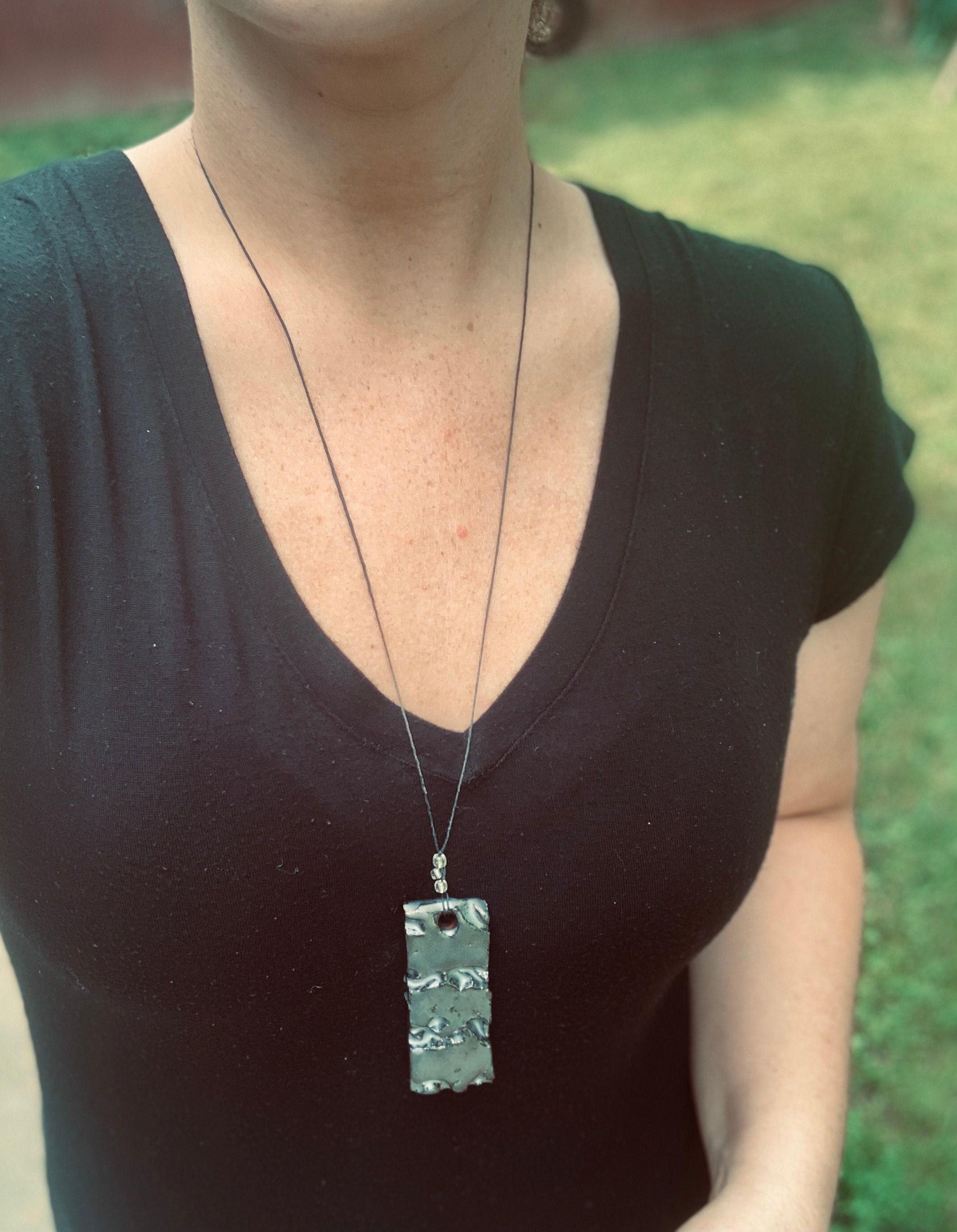 Old Pewter Pendant Necklace Etsy