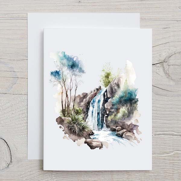 Waterfall Note Cards Sets, Stationary Cards, Greeting Cards, Scenic Landscape Folded Notecards, Stationery Cards