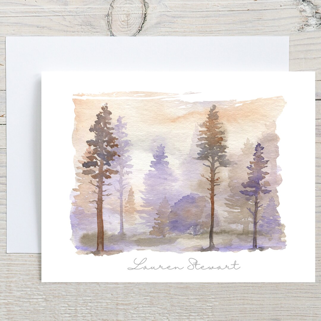 Custom Autumn Woodland Note Cards Set, Personalized Blank Greeting ...