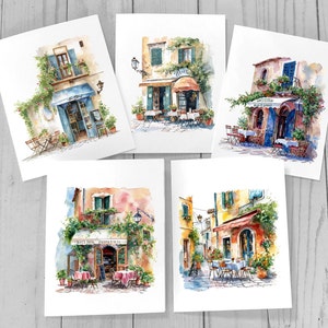 Outdoor Cafes Note Cards, Set of 10 Folded Notecards, Summer Cafes, Blank Stationary, Stationery Cards, Greeting Cards