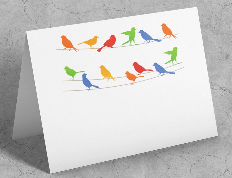 Birds Note Cards Stationary Sets Personalized Colorful Birds Etsy