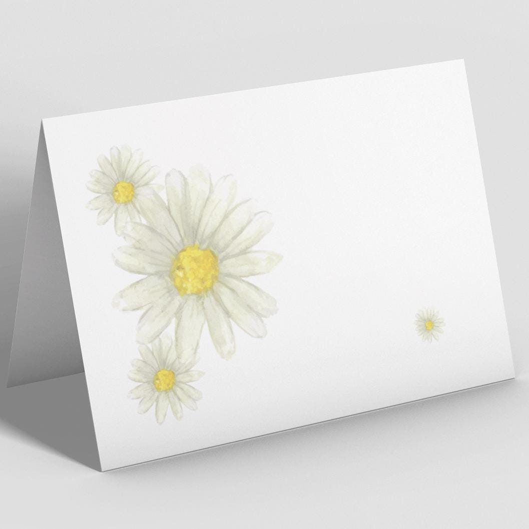 Daisy Personalized Note Card Set, Customized Floral Notecards, White ...