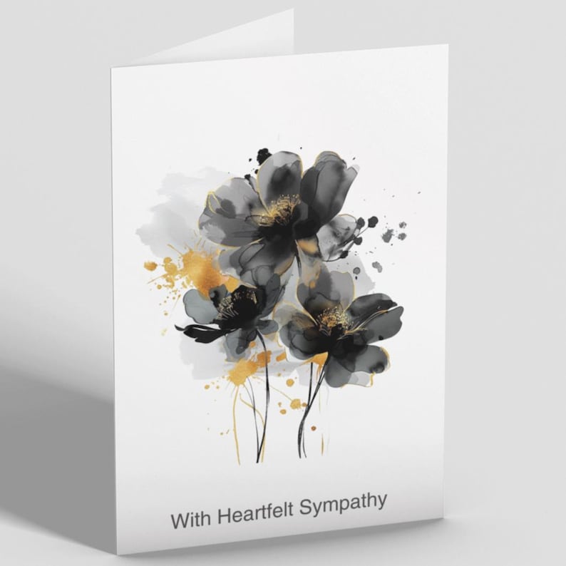 Sympathy Card, Watercolor Flowers Condolence Card, Thinking of You Card ...