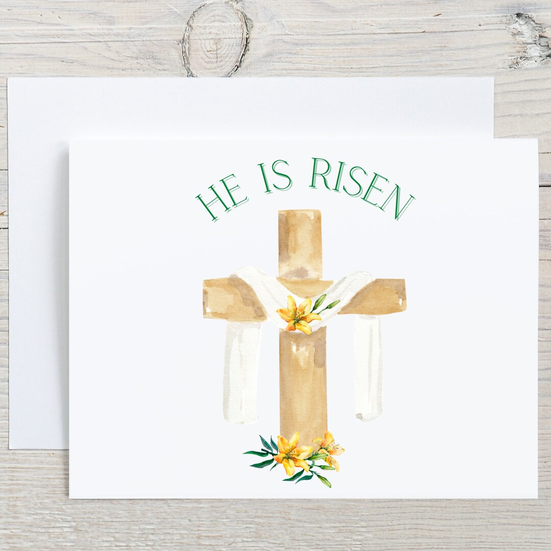 He is Risen, Christian Easter Greeting Cards, Catholic Easter Note