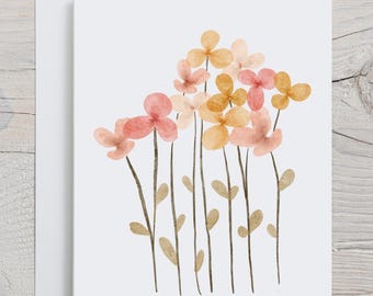 Personalized Spring Flower Note Cards, Garden Blooms Stationary Set, Summer Pastel Florals Custom Greeting Cards
