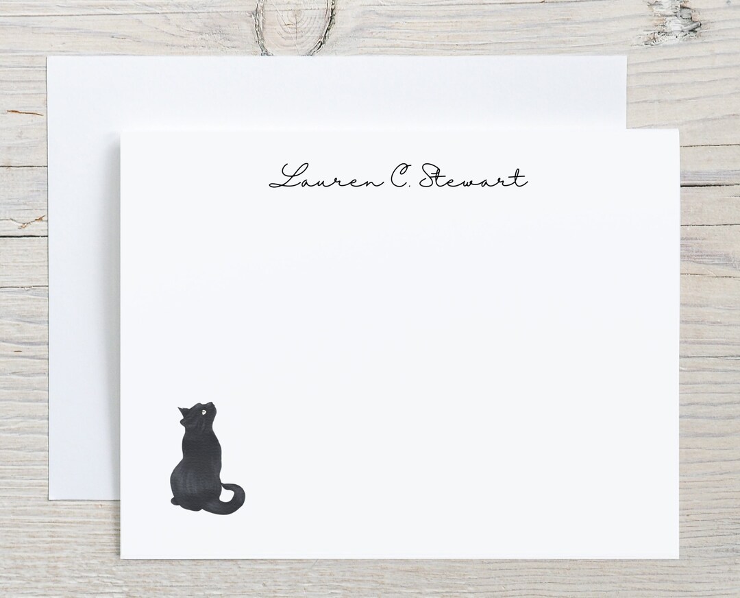 Adoring Black Cat Note Cards Stationary Set Cat Personalized - Etsy