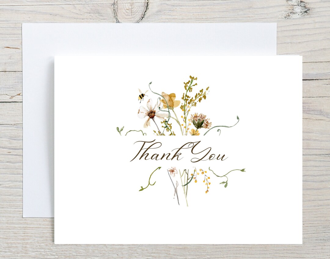 Wildflowers Thank You Note Cards Sets Blank Thank You Floral Etsy