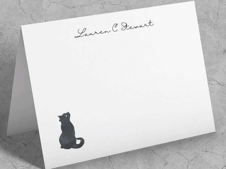 Adoring Black Cat Note Cards Stationary Set Cat Personalized - Etsy