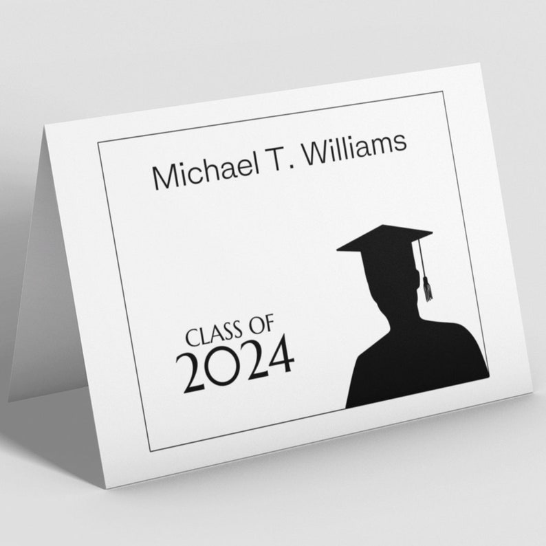 Personalized 2024 Male Graduation Announcement Greeting Cards, Male