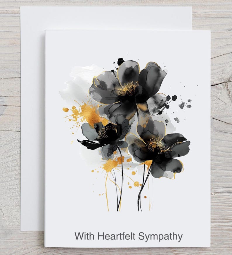 Sympathy Card, Watercolor Flowers Condolence Card, Thinking of You Card ...