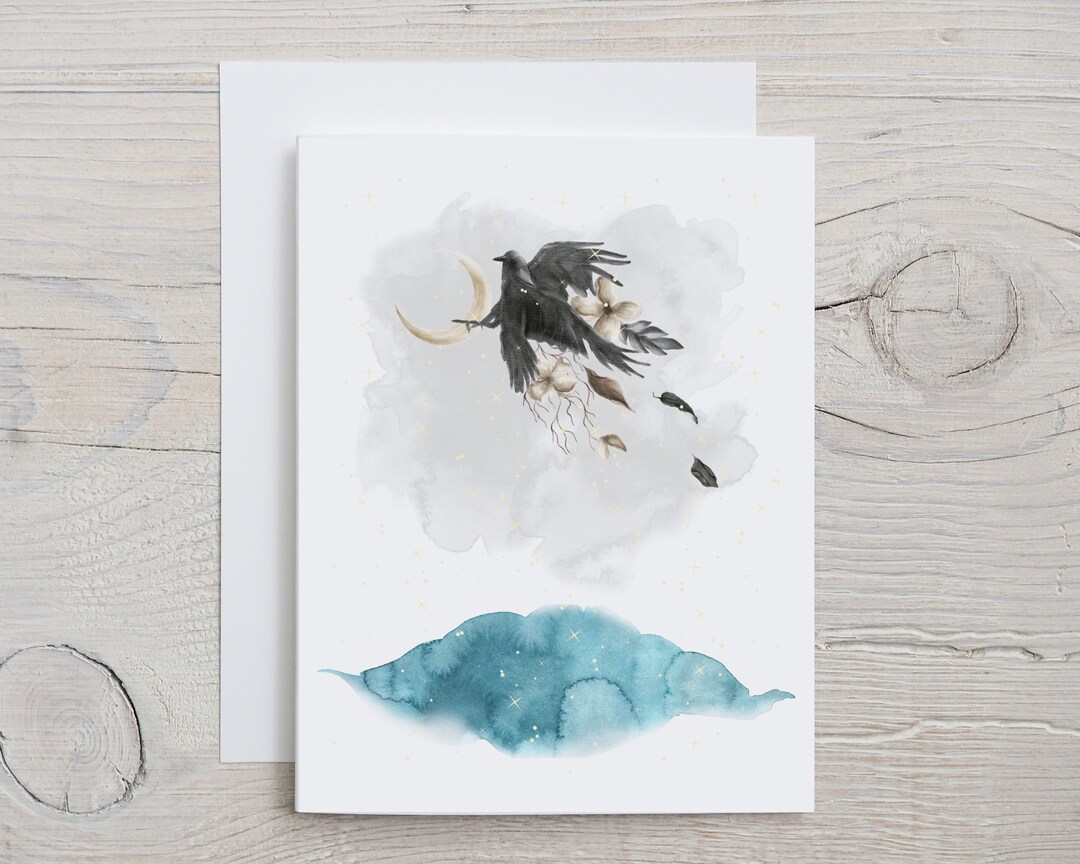 Raven Note Cards, Stationary Stationery Cards, Blank Notecards, Boho ...