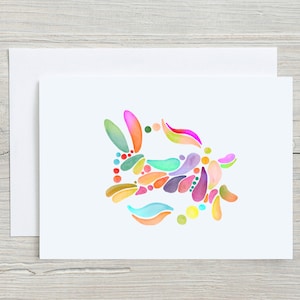 Bunny Rabbit Flat Note Cards, Personalized Notecards, Greeting Cards, Stationary Cards, Thank You Cards, Rainbow Watercolor Rabbit