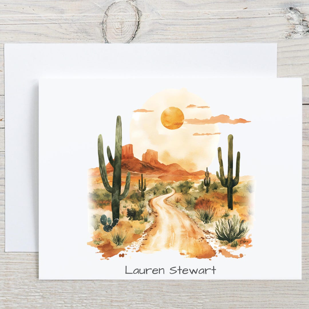 Personalized Southwest Desert Note Cards, Western Landscape Custom ...