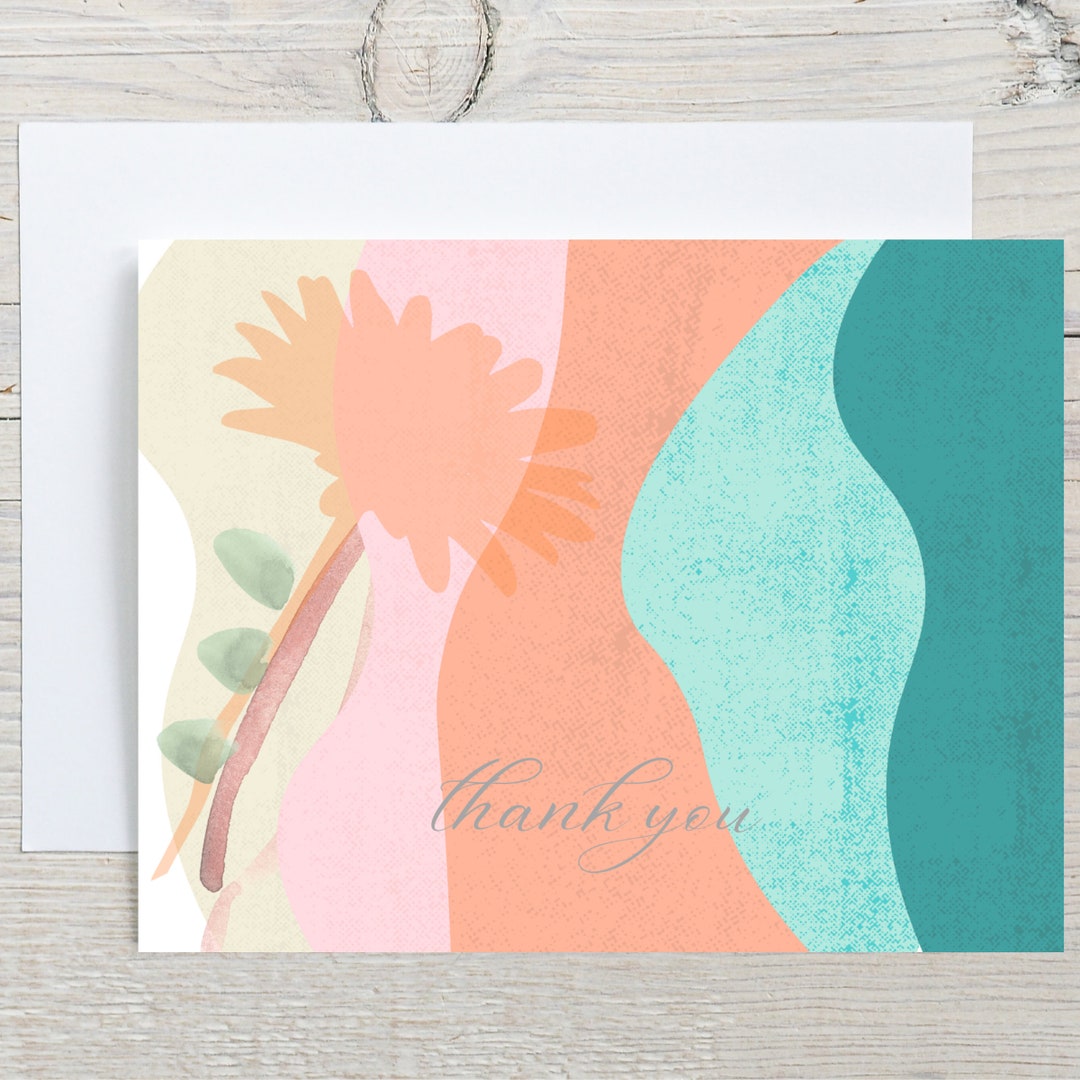 Bold Colors Thank You Note Cards Modern Thank You Stationary Etsy